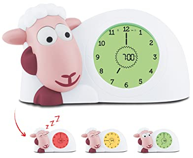ZAZU Sam The Lamb Uhr – Schlafcoach Uhr und Nachtlicht für Kinder | Bringt Ihrem Kind mit visuellen Indikatoren bei, wann es aufwachen soll | Einstellbare Helligkeit | Automatische Abschaltung