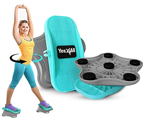 Yes4All Unisex-Erwachsene TSR9, Neue Generation von Taillen-Drehscheiben, Bauch Disc Übung, Board, at-Home Workout Ausrüstung für Gewichtsverlust, C. Cardio Twister – Grau/Blaugrün