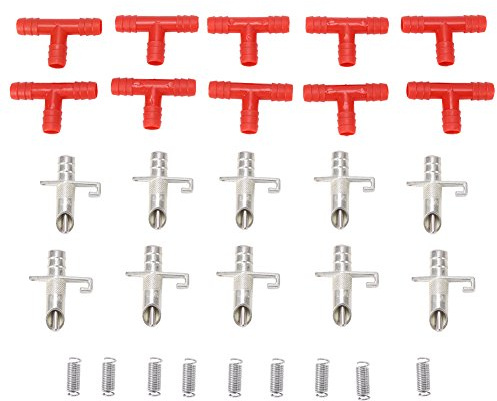 WOSUME Bebedero Para Conejos, Roedor, Práctico Con Conectores En T, Bebedero De Agua Con Tetina, Rojo
