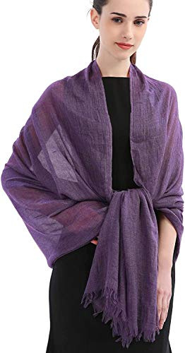 Longwu bomullslinne solid halsduk sjalar för kvinnor damer män (100 cm x 190 cm) superstor storlek – för alla årstider – fantastiska julklappar