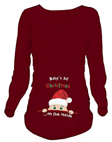 Q.KIM Donna Maglietta Premaman Senza Maniche/Maniche Corte/Maniche Lunghe T-Shirt Divertente Neonato - Natale Serie