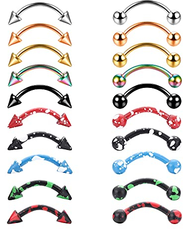 Finrezio 16G Edelstahl Augenbrauenringe Cartilage Tragus Helix Ohrringe Piercing Lippenring Barbell gebogener Ring Tragus Daith Rook Ohrring Acryl Piercingschmuck für Damen Herren