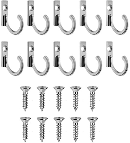 10 Pièces en Alliage de Zinc Antique Fixé au Mur Délicat Petits Crochets avec Vis pour la Maison Suspendus Clés Suspendus Serviette Suspendu Chapeau Cuisine Fournitures etc (Argent)