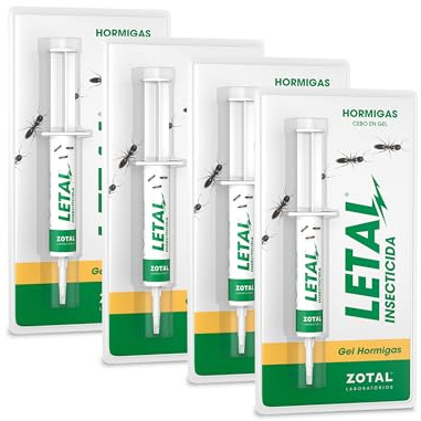 ZOTAL Gel Anti Hormigas - Pack 4 Unidades - Insecticida en Jeringuilla Efecto Retardado para Eliminar Colonias y Nidos