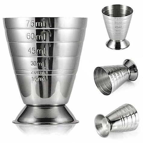 75ml Metal Measure Cup Drink Tool w/ml Shot Ounce Mixed Cocktail / 0.5-2.5oz Bar Jigger 1-5Tbsp / Beaker 15-75ml M7W7