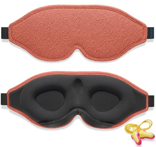 Masque de Nuit Innovant 2026 pour Hommes et Femmes, Conception Masque de Sommeil qui Bloque la Lumière pour Dormir, les Siestes, la Méditation, les Voyages (Orange)