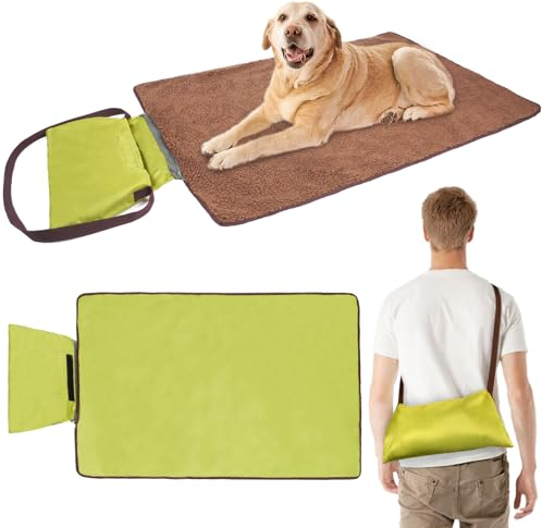 Adiwo Faltbare wasserdichte Haustier Decke, 100 x 70cm Camping Decke Hund Katze Mat Wärmende Hundedecke mit Tasche Hundebett Hundematte Hundedecken für Outdoor Innen Reisedecke für Haustier(Grün)