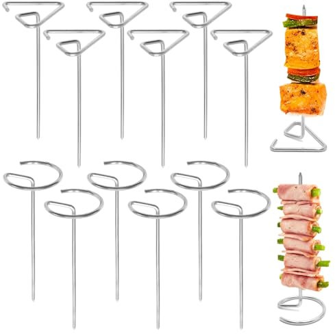 GOIYZTTR Lot de 20 Brochettes à Viande en Acier Inoxydable BBQ Brochettes Réutilisables Convient Pour Barbecues et Fêtes