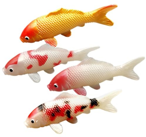 HANABASS 4Pcs Artificial Koi Fish Ornaments, 4.5 Inch Plastic Carp Figurines for Floating Pond Landscape Aquarium Decoration Photography Prop