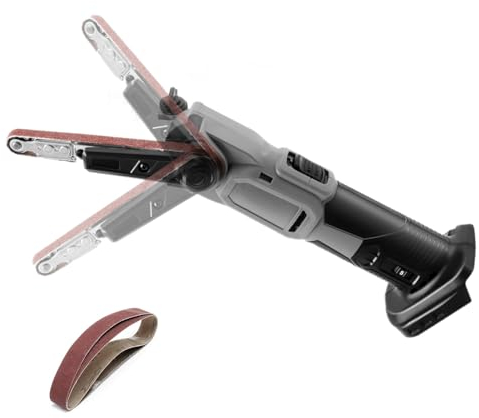 Akku Bandschleifer 10x330mm für Makita 18V Akku, Akku-Bandfeile 18 V mit 3 Schleifbändern, 6 Geschwindigkeiten, 35° Einstellbare, 300W Elektrische Feile zum Polieren von Holz und Metall (ohne Akkus)
