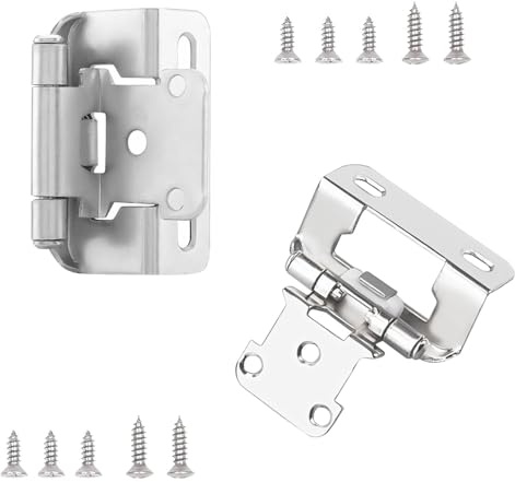Qrity 2 Pezzi Cerniera per Armadio, Cerniere Semi-Parziali da 1/2 Sovrapposizione, Sovrapposte Cerniere per Armadietti da Cucina, Argento