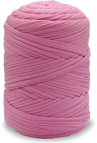 NOTIONSLAND 400 g T-Shirt-Garn, Strickgarn, Stoff, Häkelgarn für Tasche, Korb, Decke, Heimdekoration – Pfirsich Puder einfarbige Garne