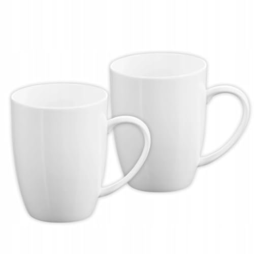 Wilmax - Teetassen & Kaffeetassen - 2er Set - 460ml - Kaffeebecher Porzellan - Becherset - Tasse für Tee, Kaffee, Cappuccino - Porzellantassen mit Griffen - Weiß