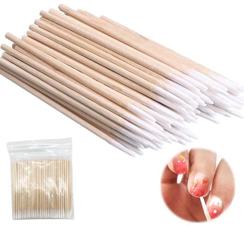600Pcs Cotton Buds, Microblading Cotton Swab, Cotton Swabs Wood Sticks for Eyebrow Tattoo Beauty Make-up Color Nail Seam Dedicated Dirty Picking, Wood Handle Small Pointed Tip Head (600PCS)