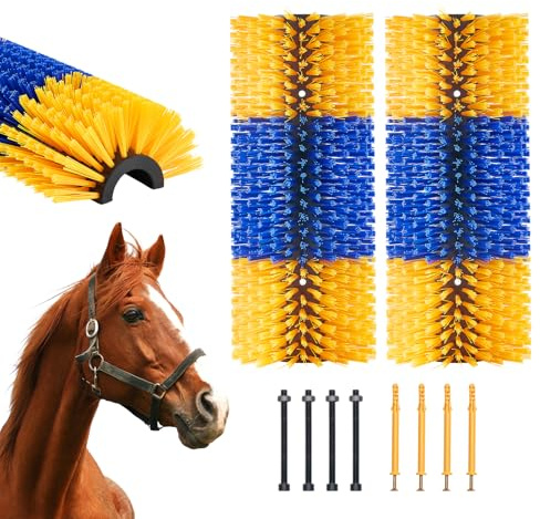 VEVOR Livestock Scratching Brush, 2 Pcs Horse Brush with 4 Screws, 17.1 x 7.5 in Cow Scratcher, for Back Itch Relief & Keep Cleaning, Grooming & Scratching Post Brush for Horse, Pig, Cattle Supplies