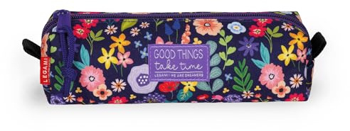 Legami - My Pencil Case, Flowers Motiv, Reißverschluss, Recycling-Kunststoff, widerstandsfähig, geräumig, praktisch, Schulmäppchen, Büroetui, 22 x 6 cm