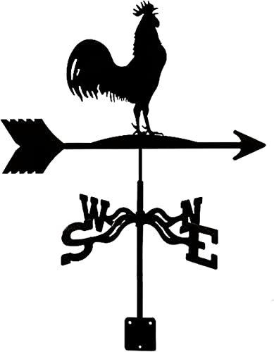 XACCBBA Banderuola segnavento in Metallo a Forma di Gallo e Pollo, Vintage, Nera, con indicatore di direzione del Vento Cavo, per Decorazione di Giardini, tetti e Paddock.