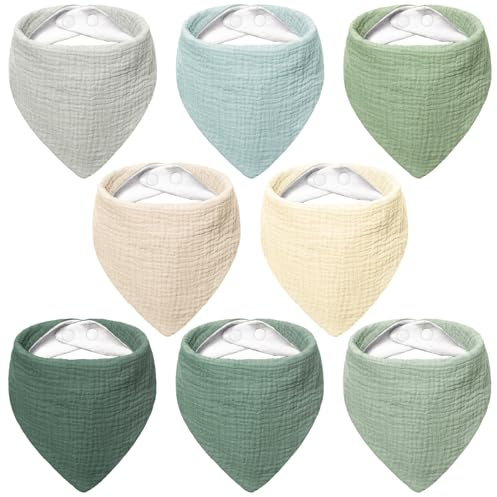 bearmoss Muslin Baby Dribble Bibs 100% Cotton Baby Bandana Drool Bibs for Unisex Baby Girls Boys Drooling and Teething (Forest Moonlight)