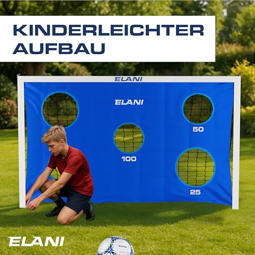 ELANI – Torwand - nur für ELANI Fussballtor, Torwandschiessen – wetterfest, robust & langlebig – Torwand für Kinder – für Fußballtor 240x150 – ideal für Technik & Zielschuss-Training