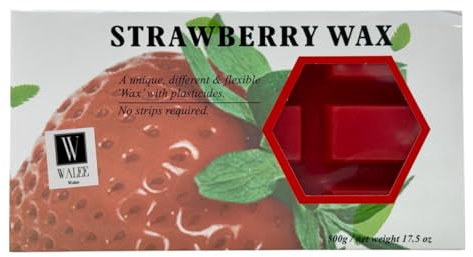 Walee Sensitive Hot Film Depilatory Wax Block, Tea Tree, Chocolate & Strawberry, Low Allergy Risk Formula, 500g (500g, Strawberry)