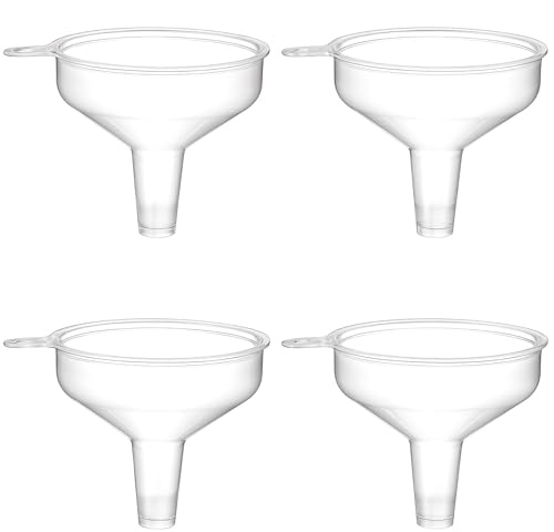 4PCS Mini Plastic Funnel, Clear Small Funnel, 5.5cm/2.17Inch Funnels for Kitchen Use, Food Grade Mini Funnels for Filling Water Bottle, Lotion, Essential Oil, Perfume, Spice and Powder