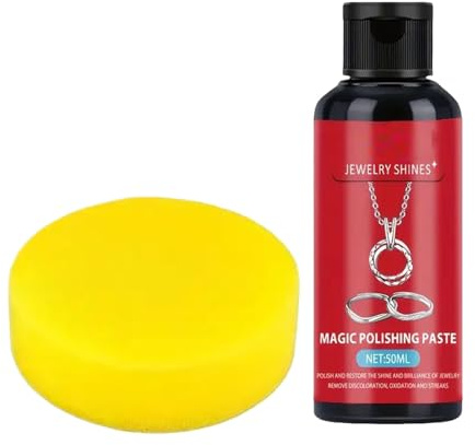 Tuxuseo Gold Polish, 50 ml Metal Polish with Polish Paste for Cleaning & Care of Platinum Ring, Chains, Necklaces, Jewellery, Restores Shine