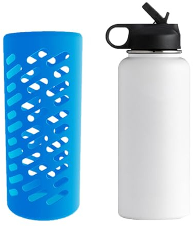 CHEOTIME Manchon de Bouteille d'eau en Silicone, Protecteur de Manchon de Botte en Silicone pour 32oz, Housse de Protection de Bouteilles d'eau pour Le Camping en Plein air (Blue 40oz)