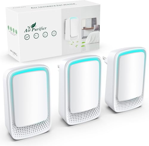 Jostart Purificatore d'aria ionizzatore, confezione da 3 plug, agli ioni negativi, per appartamenti, camere fumatori, servizi igienici per animali domestici, uffici e polvere/polline (bianco)