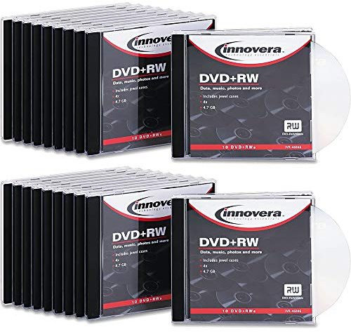 Innovera : DVD+RW Discs, 4.7GB, 4X, with Jewel Cases, Silver, 10/Pack -:- Sold as 2 Packs of - 10 - / - Total of 20 Each