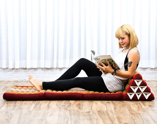 LEEWADEE Coussin Sol Thaï 170 x 53 cm - Kapok Siège Sol Pliable Dossier Lounge
