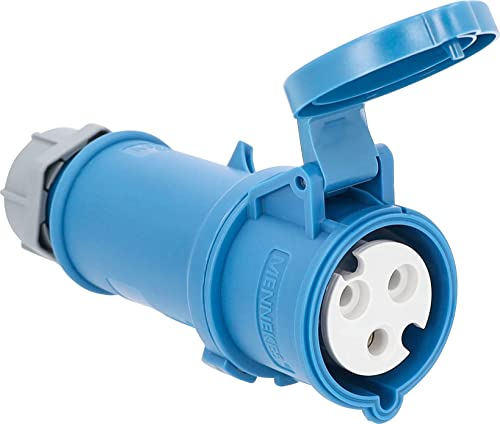 as - Schwabe CEE-Kupplung 230V/32A/3polig, Outdoor Kupplung mit Schraubanschlüssen, Kompatibel für Camping, Wohnwagen und Wohnmobile, Ideal für den Außenbereich, IP44, Made in Germany, Blau, 60592