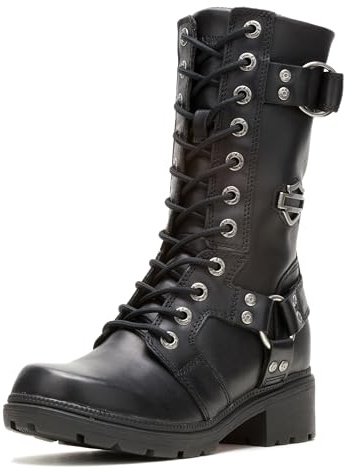 Harley-Davidson Women's EDA Leather Motorcycle Casual Boot, Black, 6
