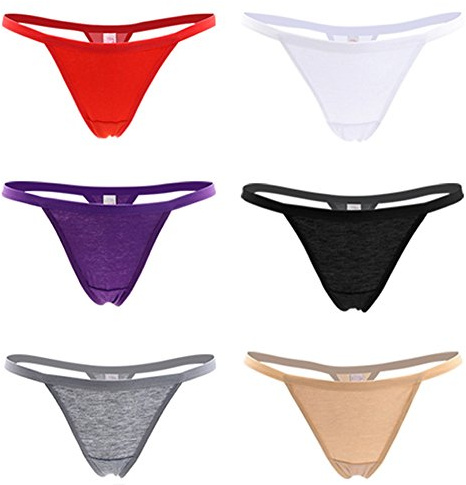 Closecret bargas Tangas para Mujer de algodón empaque 6pcs G-String de 6 Colores (S/M(Cintura:68-74cm))