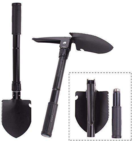 Diealles Pala Plegable, Multi-functionin Mini Plegable Militar Pala Pala de Nieve con Una Bolsa para Campar, Hacer Excursionismo, Jardinería