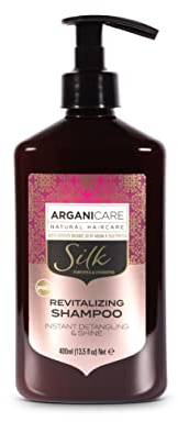 Arganicare | Gamme Soie | SHAMPOING REVITALISANT | Protéine de Soie | Répare et Traite les cheveux les plus Secs | Effet Nourissant | Haute Hydratation | Tous types de cheveux | 400 mL