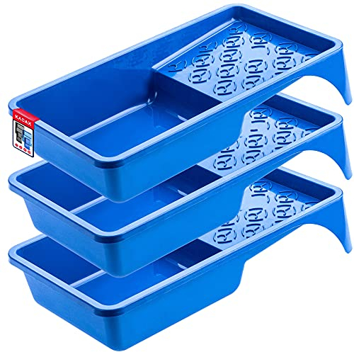 KADAX Bandeja de pintura de plástico, bandeja de pintura con mango pequeño, bandeja de pintura, accesorios de pintura, suministros de pintura, cuenco de pintura (3, azul)