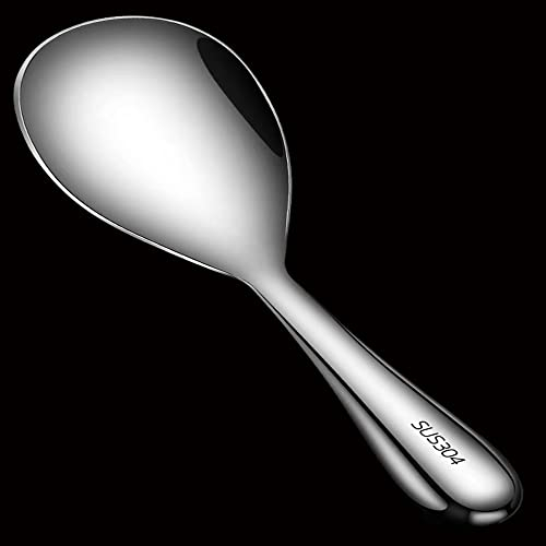 MZSX palette per riso per cucina, Cucchiaio da Cucina, Cucchiai da riso, Acciaio inossidabile 304 per uso alimentare, Durevole e facile da pulire, cinese e giapponese(argentato)