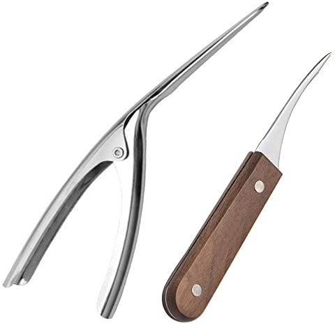 2 pièces nettoyeur de crevettes et éplucheur de crevettes en acier inoxydable Deveiner Couteau à éplucher les crevettes Deveiner avec manche en bois pour écrevisse homard éplucheur de crevettes