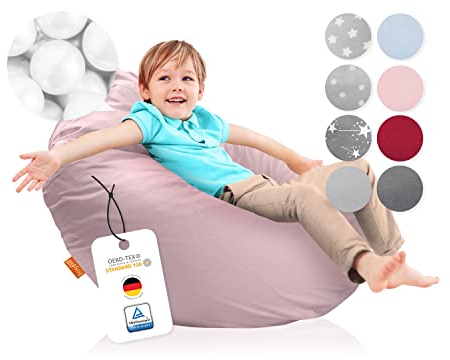 joyfill® XXL Sitzsack Kinder ÖKO-TEX Zertifiziert & 100% Made in Germany Kinder Sitzsack XXL mit weichem Baumwollbezug ideal für Jungen & Mädchen (505 Rose)