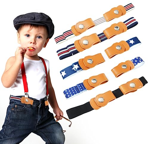 Kinder Gürtel Junge, 5 Stück Verstellbare Elastischer Gürtel Kinder, Schnallenfreier Gürtel Kindergürtel für Kinder Jungen Mädchen Jeans Hosen Kleid