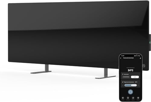 AENO Smart Panel Radiador Infrarrojos con WiFi 700W Ahorro de Energía y Respetuoso con el Medio Ambiente Montado en Pared o de Pie Calefactor Infrarrojos Ganador del Reddot 2023, Negro