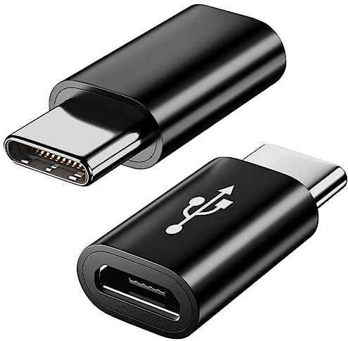 Adattatore Micro USB a USB C 2 Pack, Adattatore USB C Maschio a Micro USB Femmina Compatibile con Samsung Galaxy, Huawei, Telefoni Tipo C, Tablet PC e Altro (Nero)