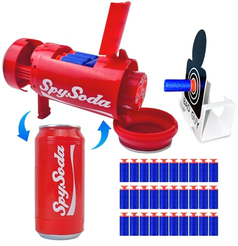 Transformierende Getränkedose Spielzeugpistole - Schießt weiche Schaumpfeile, wird mit Schießzielen geliefert, Jungen und Mädchen, geeignet für drinnen und draußen.