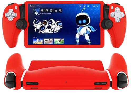Buziba Controller Silicone Cover Controller Skin Split Protective Sleeve for PS5 PlayStation Portal Handheld Game Console Soft Rubber Case (Red)