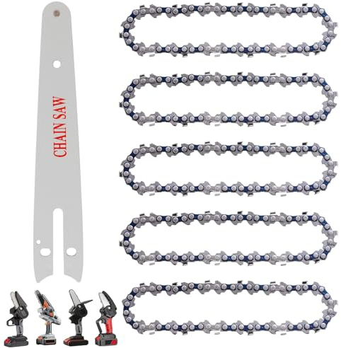 MIYUANGKJ 5 cadenas de motosierra de 6 pulgadas con 1 pieza de repuesto de cadena de sierra, cadena de sierra para carpintería, jardín