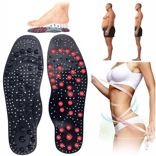 Magnetisk terapi Massage Innersulor Akupressur Innersulor Tryckpunkt Zonterapi Innersulor Terapi Akupunktur Innersulor Magnetisk sko Komfort Mjuka kuddar Inlägg,L(41-45),Black