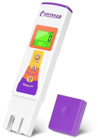 UIUZMAR Digitaler TDS Messgerät Wasser, Wassertester Trinkwasser, Leitungswasser, 3-in-1 PPM EC Temperatur Messgerät mit LCD Anzeige, Geeignet für Gefiltertes Wasser, RO Systeme, Brunnenwasser