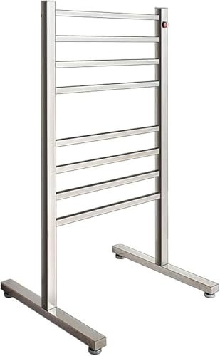 CHIPEL Scaldasalviette, Portasciugamani Elettrico, Radiatore da Pavimento for Bagno 75W con 8 Aste Quadrate, Portasciugamani Riscaldato in Acciaio Inossidabile 304 con Interruttore Impermeabile