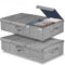 QIHANS Lot de 2 boîtes de rangement basses sous le lit avec couvercle, grande boîte de rangement pliable de 45 L, 14,5 cm, tiroir de rangement sous le lit pour vêtements, oreillers, literie