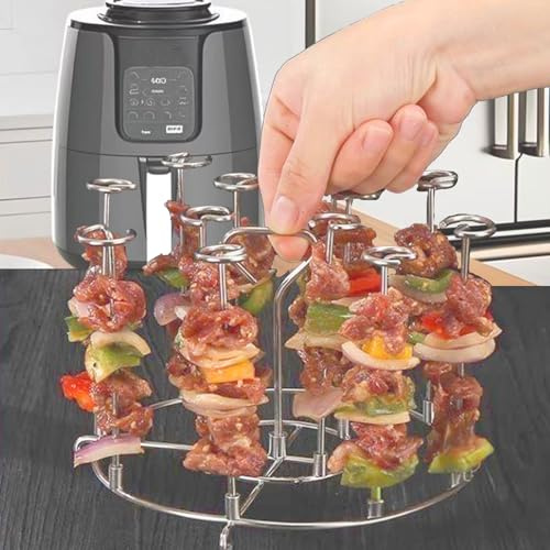 Skewers for Grilling Metal Kabob Skewer Air Fryer Air Fryer Stand Compatible for Grilling Home Kitchen Kabobs Appetiser、Fruit 、Party (1, 6QT)